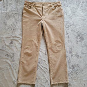 LL Bean Pants Womens 18 Beige Corduroy Favorite Fit Straight Mid Rise Classic